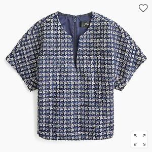 J.Crew Cropped cap-sleeve Top in Metallic Houndstooth